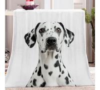 Printed White And Black Blanket, Soft Fleece Flannel Throw Blanket Lightweight Cute Comfy Warm Spotted dalmatian dog Bed Blankets for Couch Sofa Bed Office 71 x 87 inch