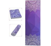 Printed Yoga Towel Non-Slip Travel Mat Fitness Pad Cover Portable Large Mat Towel Soft Sweat Absorbent for Hot Yoga Travel Home Gym Pilates Workout Exercise,183 x 63cm (Purple)