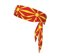 PrintedFlag of Northern Macedonia Headband Unisex – Adjustable Elastic Sweat Band for Fitness Sports Soft Breathable