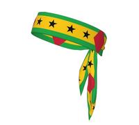 PrintedFlag of Sao Tome and Principe Headband Unisex – Adjustable Elastic Sweat Band for Fitness Sports Soft Breathable