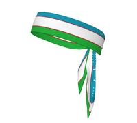 PrintedFlag of the Republic of Uzbekistan Headband Unisex – Adjustable Elastic Sweat Band for Fitness Sports Soft Breathable