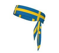 PrintedSwedish flag Headband Unisex â€“ Adjustable Elastic Sweat Band for Fitness Sports Soft Breathable