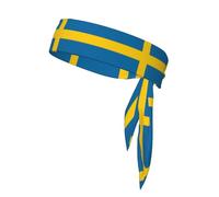 PrintedSwedish flag Headband Unisex â€“ Adjustable Elastic Sweat Band for Fitness Sports Soft Breathable