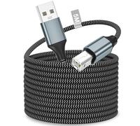 Printer Cable 5M Extra Long, USB 2.0 Type A to Type B Braided Scanner Cord, High Speed, Compatible with Epson, HP, Canon, Envy, Lexmark, Dell, Brother, Xerox, Cable for Printer, Scanner, Fax, PC