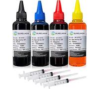 Printer Ink Dye Ink Refill Kit for HP 61 60 62 63 950 902 564 920 901 940 Refillable Inkjet Printer Ink Cartridges (1 Black, 1 Cyan, 1 Magenta, 1 Yellow) 100ML x4 Bottle,with Syringe