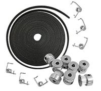 printer parts- 5M GT2 Timing Belt 6mm Wide+8pcs 20 Teeth 5mm Bore Pulley Wheel+6pcs Tensioner Spring with Allen Wrench for 3D Printer CNC