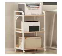 Printer Shelf Printer Shelf 3 Tier Printer Stand Floor-Standing Printer Shelf with 4 Wheels Lock Mechanism Printer Holder Multi-Purpose (Color : White Frame Light Walnut)
