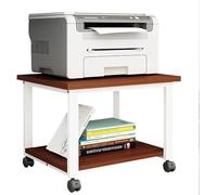 Printer Stand, 2-Tier Printers Table with Storage, Steel Under Desk Rolling Printer Cart with Wheels, for Home Office File Book(Brown,19.7x15.7x15.7in)