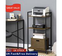 Printer Stand 3-Tier Utility Cart Rolling Trolley Adjustable Shelves