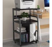 Printer Stand, 4 Tier Printer Table with Storage Shelf, Under Desk Rolling Printers Cart with Wheels, for Home Office Supplies Fax Scanner File Book(Black)