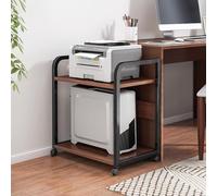 Printer Stand Cart, Durable 20mm Steel Frame with Guardrail for Home Office | Sturdy Rolling Printer Cart with Storage Shelves and Guardrails for Home Office Organization