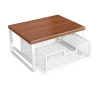 Printer Stand - Double-Tier Adjustable Pull-Out Storage Basket Space Saving Organizer Countertop Shelf | Home Office Kitchen Microwave Coffee Maker Toaster Workstation Craft Room