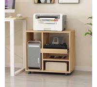 Printer Stand, Household Removable Storage Rack, File And Book Storage Rack, Office Side Cabinet Storage Rack(Natural)