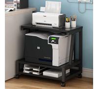 Printer Stand Organizer, Stylish Rolling Wood Storage Box, Under Desk Printer Cart With Wheels For Scanner, Versatile File With Shelves Collection, Holder Office Organization(Black,48 * 38 * 52.5CM)