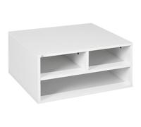 Printer Stand White 47x40x22.5cm Particle Board 3 Open Compartments Desk Shelves