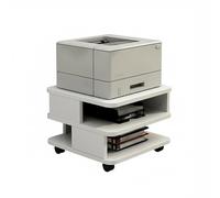 Printer Stand with Drawer & Shelves Rolling Printer Cart with Lockable Wheels Home Office Furniture Compact White Desk (15.7 x 15.7 in)