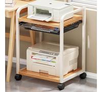 Printer Stand with Lockable Wheels - 2-Tier Under Desk Rolling Printer Cart with Storage Shelves, Printers Table for Home Office File Book(Walnut)