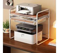 Printer Stand with Storage Basket - Space-Saving Desktop Printer Stand for Home Office - Dimensions: 51x35x48cm / 20x14x19in