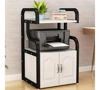 Printer Stand with Storage Cabinet Multi Functional Printer Table for Fax Scanner Files Books & Microwave Stylish Black Finish Space Saving Design