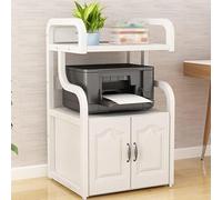 Printer Stand with Storage Multifunctional Printer Table Media Cabinet with Shelves nizer for Fax Scanner Files Books and Microwave (White)