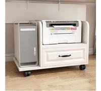 Printer Stand with Storage Shelf, 2-Tier Home Office Printers Table for File Book, Compact Under Desk Rolling Printer Cart with Wheels(White,29.9in)