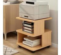Printer Stand with Storage Shelf, 2-Tier Under Desk Rolling Printer Cart with Wheels, Home Office Printers Table for File Book Fax Scanner Heat Press(Natural)