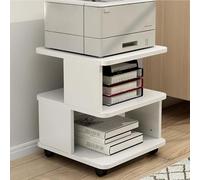 Printer Stand with Storage Shelf, 2-Tier Under Desk Rolling Printer Cart with Wheels, Home Office Printers Table for File Book Fax Scanner Heat Press(White)
