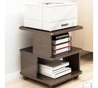 Printer Stand with Storage Shelf, 2-Tier Under Desk Rolling Printer Cart with Wheels, Home Office Printers Table for File Book Fax Scanner Heat Press(Brown)