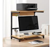 Printer Stand with Storage Shelf, Wood and Metal 2-Tier Organization Table for Office Workstation, Suitable for Home Office or Kitchen