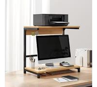 Printer Stand with Storage Shelf, Wood and Metal 2-Tier Organization Table for Office Workstation, Suitable for Home Office or Kitchen
