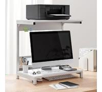 Printer Stand with Storage Shelf, Wood and Metal 2-Tier Organization Table for Office Workstation, Suitable for Home Office or Kitchen