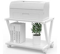 Printer Stand with Wheels - 2 Tier Modern Desktop Storage and Organization for Home Office - Under Desk Printer Table