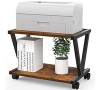 Printer Stand with Wheels - 2 Tier Modern Desktop Storage and Organization for Home Office - Under Desk Printer Table