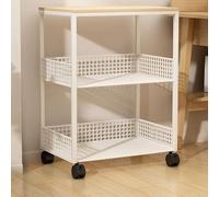 Printer Stand with Wheels, 2 Tier Printer Table with Storage Shelf, Under Desk Rolling Printers Cart, Side Table for Home Office(White,16.5x11.8x24in)