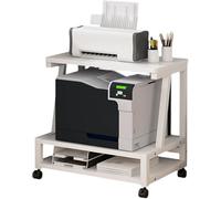 Printer Stand with Wheels, 3 Tier Rolling Printer Cart with Storage Shelf, Mobile Side Table, Under Desk Organizer Rack for Shredder Scanner Files Book(White,48x38x52.5cm)