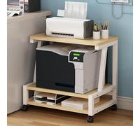 Printer Stand with Wheels, 3 Tier Rolling Printer Cart with Storage Shelf, Mobile Side Table, Under Desk Organizer Rack for Shredder Scanner Files Book(Natural,48x38x52.5cm)