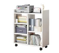 Printer Stand with Wheels, Mobile File Cabinet, Lateral Stationery Storage Cabinet with 5 Open Storage Shelves and Wheels, Home Office Rolling Printer Stand Filing Cupboard Document Organiser Unit