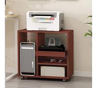Printer Stand Wooden Printer Rack Household Removable Storage Rack File Books And Magazines Desktop Computer Cpu Case Storage Rack Office Side Cabinet Desktop Organizer Storage Shelf(Brown)