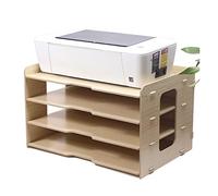 Printer Stands Thicken File Holder Wooden Desktop Multi-Layer 4 Grid Office Bookshelf A3 Paper Storage Box Information Box A4 Printer Rack For Home Office-C