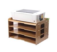 Printer Stands Thicken File Holder Wooden Desktop Multi-Layer 4 Grid Office Bookshelf A3 Paper Storage Box Information Box A4 Printer Rack For Home Office-A