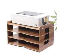 Printer Stands Thicken File Holder Wooden Desktop Multi-Layer 4 Grid Office Bookshelf A3 Paper Storage Box Information Box A4 Printer Rack For Home Office-E