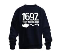 Printera 1692 Salem Witch They Missed One Funny Halloween Saying Witch Hunt Unisex Sweatshirt Pullover, navy, L