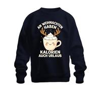Printera An Weihnachten haben Kalorien auch Urlaub Reindeer Kakao Funny Unisex Sweatshirt Pullover, navy, M