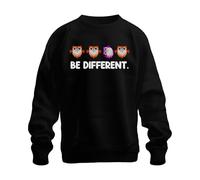 Printera Be Different Owl Autism Cute Otherness Unique Courage Unisex Sweatshirt Pullover, black, L
