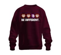Printera Be Different Owl Autism Cute Otherness Unique Courage Unisex Sweatshirt Pullover, burgundy, M