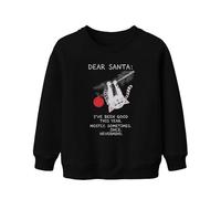 Printera Dear Santa I've Been Good This Year Nevermind Christmas Cat Unisex Kids Sweatshirt Pullover, black, 152