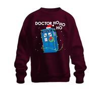 Printera Doctor Ho Ho Ho Tardis Christmas Party Fun Santa Decor Unisex Sweatshirt Jumper, burgundy, S