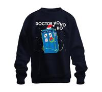 Printera Doctor Ho Ho Ho Tardis Christmas Party Fun Santa Decor Unisex Sweatshirt Jumper, navy, S