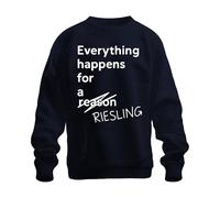 Printera Everything Happens for a Riesling Funny Wine Lover Gift Unisex Sweatshirt Pullover, navy, XL