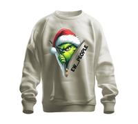 Printera EW People Grinch Santa Zip Christmas Funny Unisex Sweatshirt Jumper, Natural, L